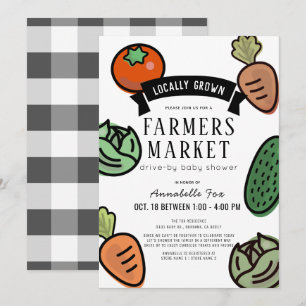 Invitation Farmers Market White Drive-by Baby shower