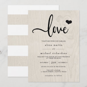 Invitation Farmhouse Chic   Mariage d'amour rustique moderne