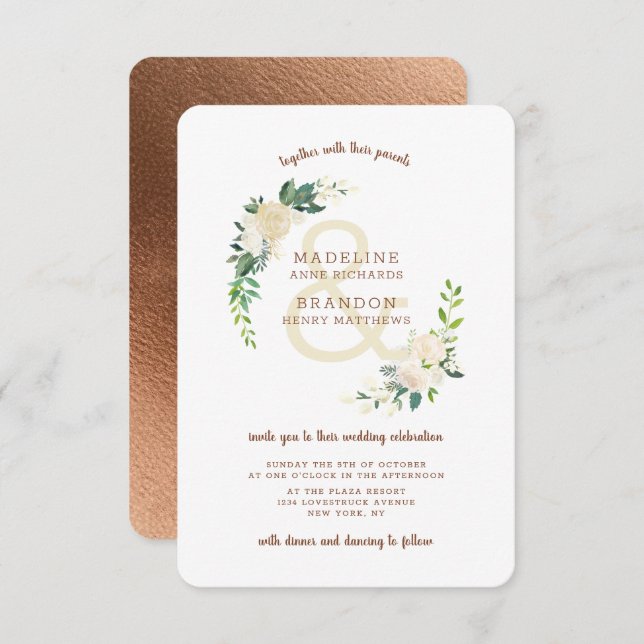 Invitation Farmhouse Frestic Rustic Country Wreath Mariage (Devant / Derrière)