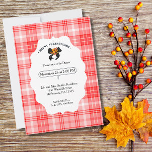 Invitation Farmhouse Russe Automne Fête de Thanksgiving Plaid
