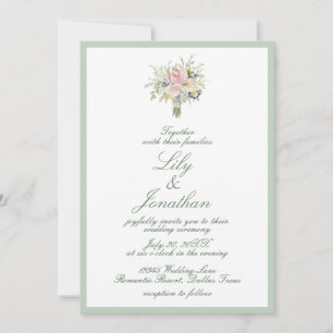 Invitation Farmhouse Rustic Country Check et Floral Mariage