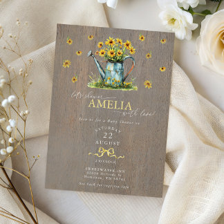 Invitation Farmhouse Sunflowers Watering Can Baby Shower