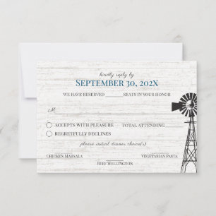 Invitation Farmhouse Windmill Grange Mariage Réponse Invitati