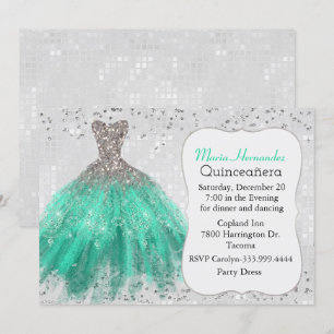 Invitation fascinante de Quinceañera d'argent et