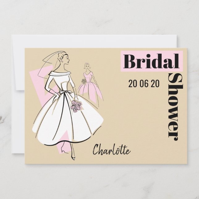 Invitation Fashion Bride Fête des mariées neutre horizontale (Devant)