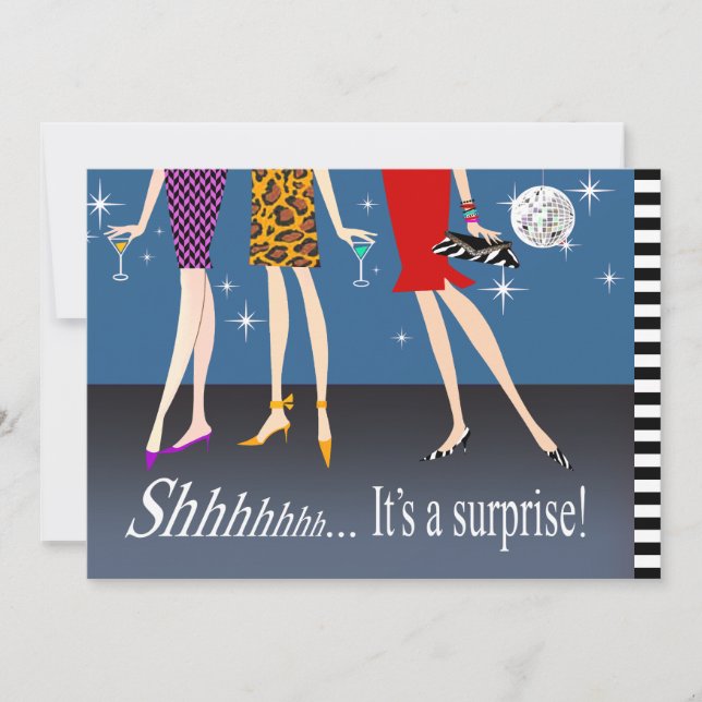 Invitation Fashion Party Filles Surprise Birthday Party (Devant)