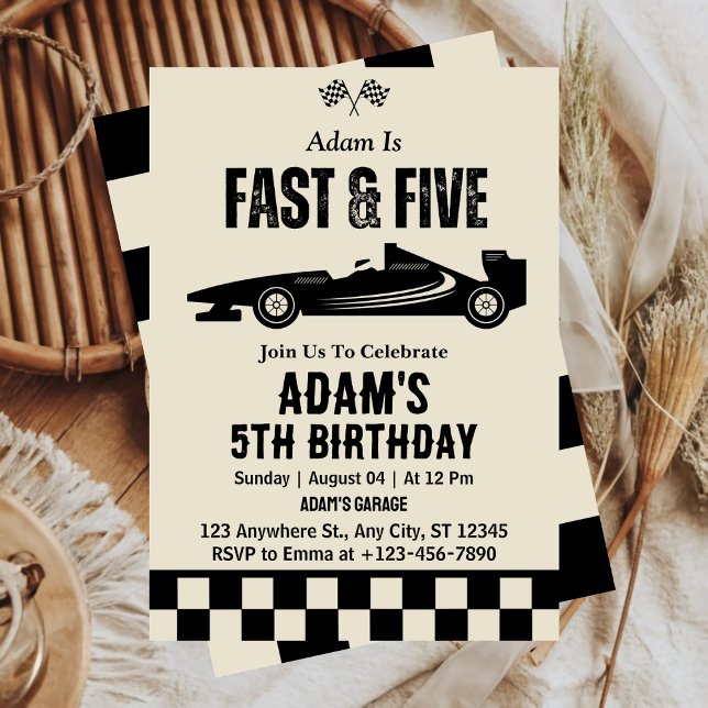 Invitation Fast & Five Race Car Boy 5e fête d'anniversaire (Créateur téléchargé)