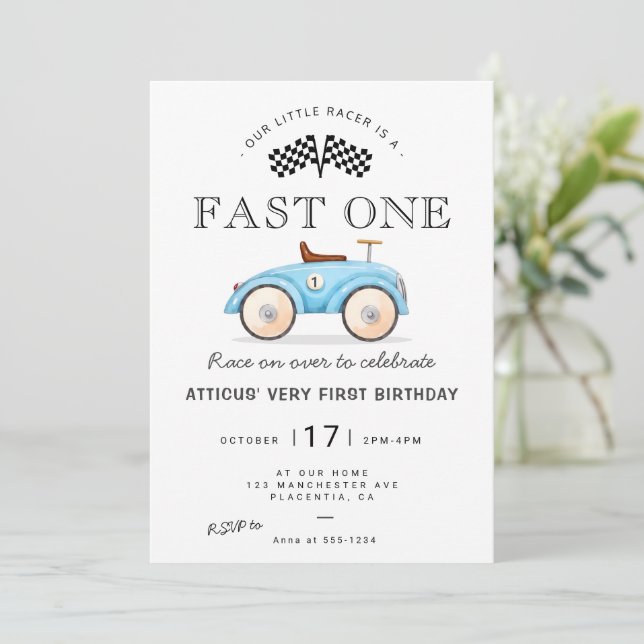 Invitation Fast ONE Jouet d'anniversaire Voiture de course Vi
