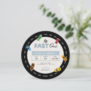 Invitation Fast one race car boy 1er anniversaire