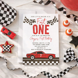 Invitation Fast One Race Car Boy 1ère fête d'anniversaire