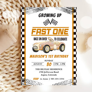 Invitation Fast One Race Car Boy 1ère fête d'anniversaire