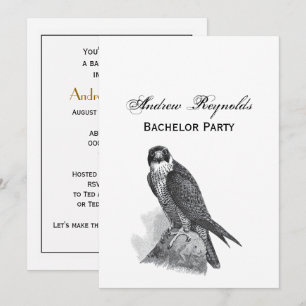 Invitation Faucon Pèlerin stylisé vintage N&B