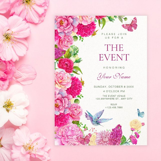 Invitation Faune florale aquarelle en fleurs (Créateur téléchargé)