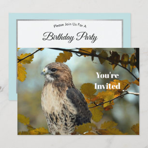 Invitation Faune Red Tail Hawk Automne Photo Anniversaire