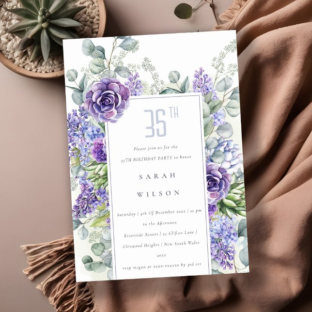 Invitation Faune Succulente d'Eucalyptus Lilac N'Importe Quel (Créateur téléchargé)