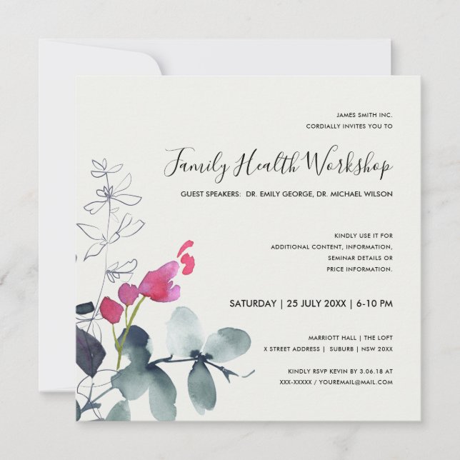 INVITATION FAUNE VERTE ROSE EUCALYPTUS WREATH WORKSHOP (Devant)