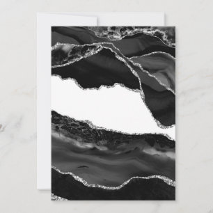 Invitation Fausse Agate Marbrée Noir Blanc Pierre Moderne Ten