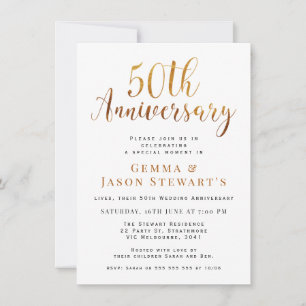 Invitation Fausse calligraphie dorée 50e anniversaire de mari