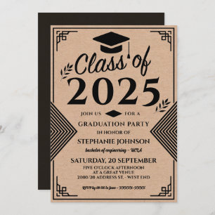 Invitation Faux Art Déco Art Déco moderne Fête de graduation