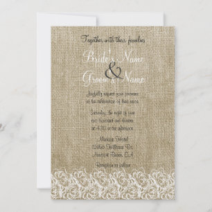 Invitation Faux Burlap et Lace