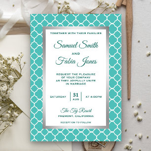 Invitation Faux carton d'invitation de mariage en teal à quat