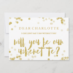Invitation Faux Confetti Doré Serez-vous Notre Usherette
