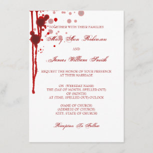 Invitation Faux de mariage de Halloween de vampire rouge sang