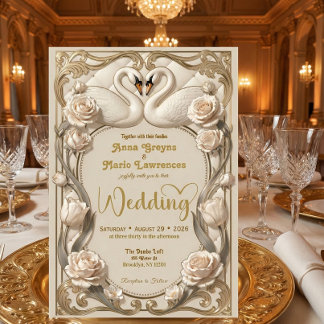 Invitation Faux Embossed Gold Regal Fairytale Wedding