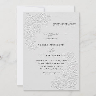 Invitation Faux faire-valoir de roses blanches pour invitatio