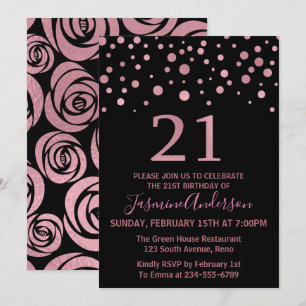 Invitation Faux Foil Rose élégant fête de l'anniversaire