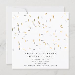 Invitation Faux Gold Argent Moderne Sprinkings Adultes Annive