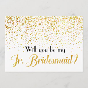 Invitation Faux Gold Confetti Serez-vous ma Jr Bridesmaid ?
