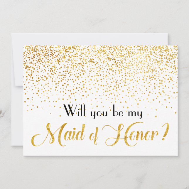 Invitation Faux Gold Confetti Serez-vous ma servante d'honneu (Devant)