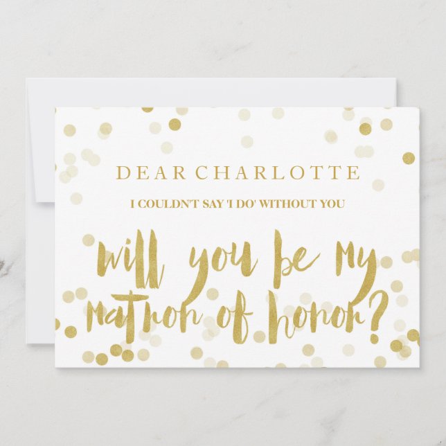 Invitation Faux Gold Confetti Serez-vous mon chef d'honneur (Devant)