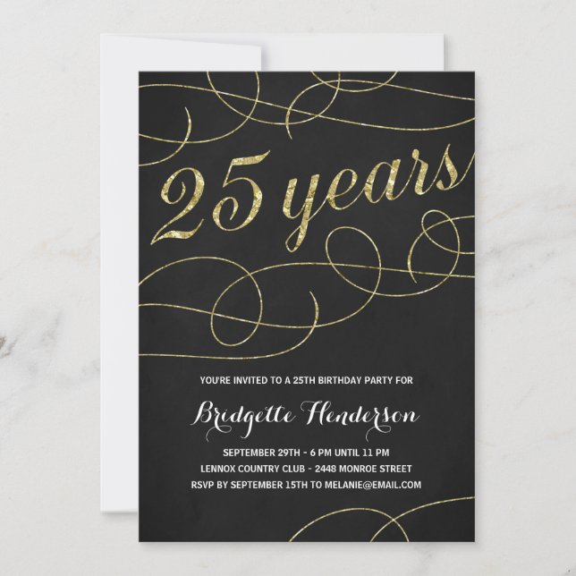 Invitation Faux Gold Foil 25e anniversaire (Devant)