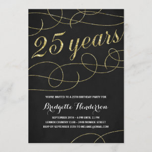 Invitation Faux Gold Foil 25e anniversaire