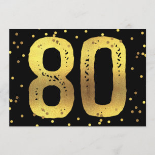 Invitation Faux Gold Foil Confetti Black