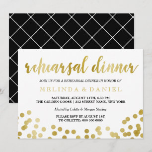 Invitation Faux Gold Foil Confetti   Dîner de répétition