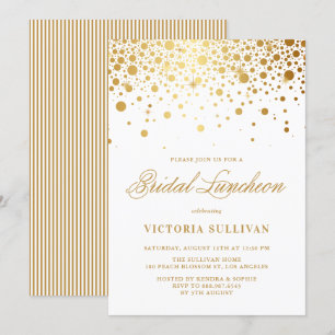 Invitation Faux Gold Foil Confetti Dots Bridal Luncheon