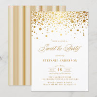 Faux Gold Foil Confetti Dots Sweet 16 Party