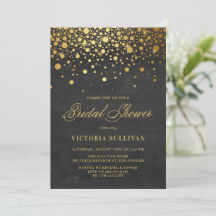 Invitation Faux Gold Foil Confetti   Fête des mariées de tabl