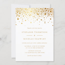 Invitation Faux Gold Foil Confetti Mariage