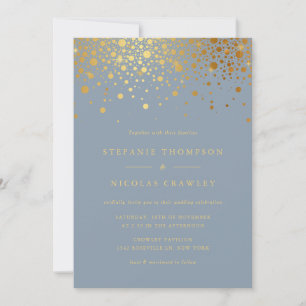 Invitation Faux Gold Foil Confetti Points Mariage rose