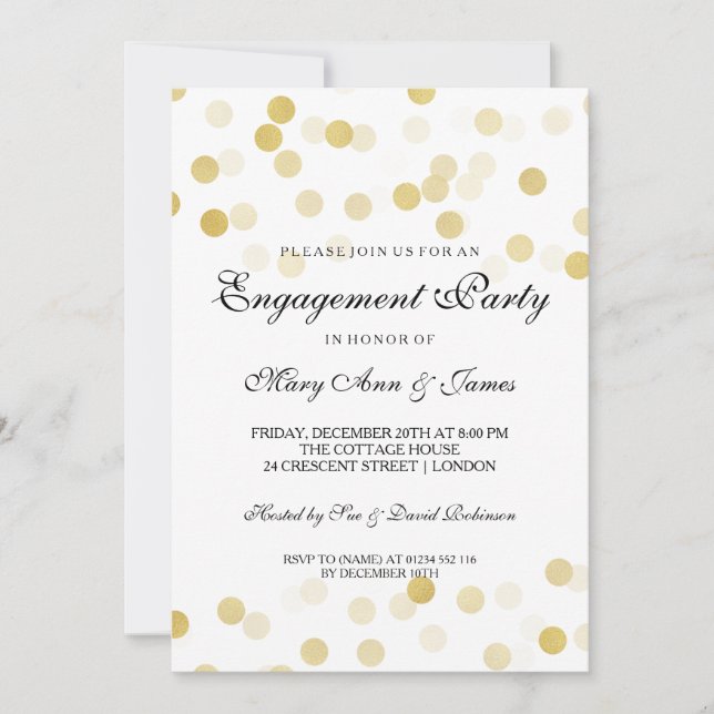 Invitation Faux Gold Foil Parties scintillant (Devant)