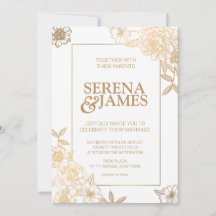 Faux Gold Gilded Boho Vintage Floral Mariage