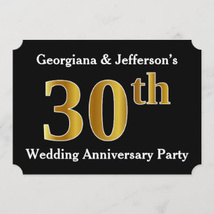 Invitation Faux Gold Look 30e fête d'anniversaire Mariage