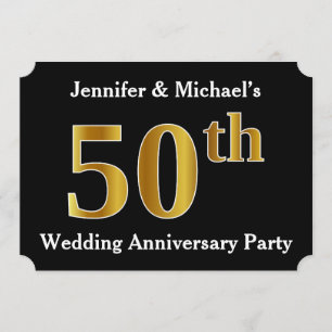 Invitation Faux Gold Look 50e fête d'anniversaire Mariage