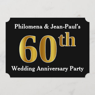 Invitation Faux Gold Look 60e fête d'anniversaire Mariage