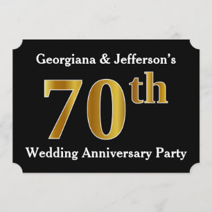 Invitation Faux Gold Look 70e fête Mariage
