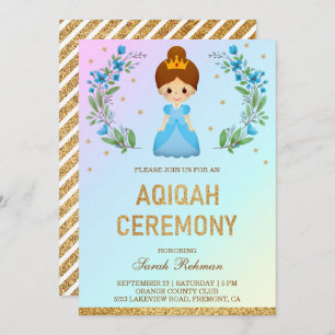 Invitation Faux Gold Parties scintillant Bleu mignon Princess